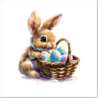 Cute Easter Bunny, Watercolor. Posters and Art